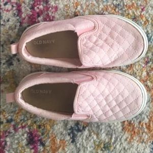 Pink quilted slip on sneakers